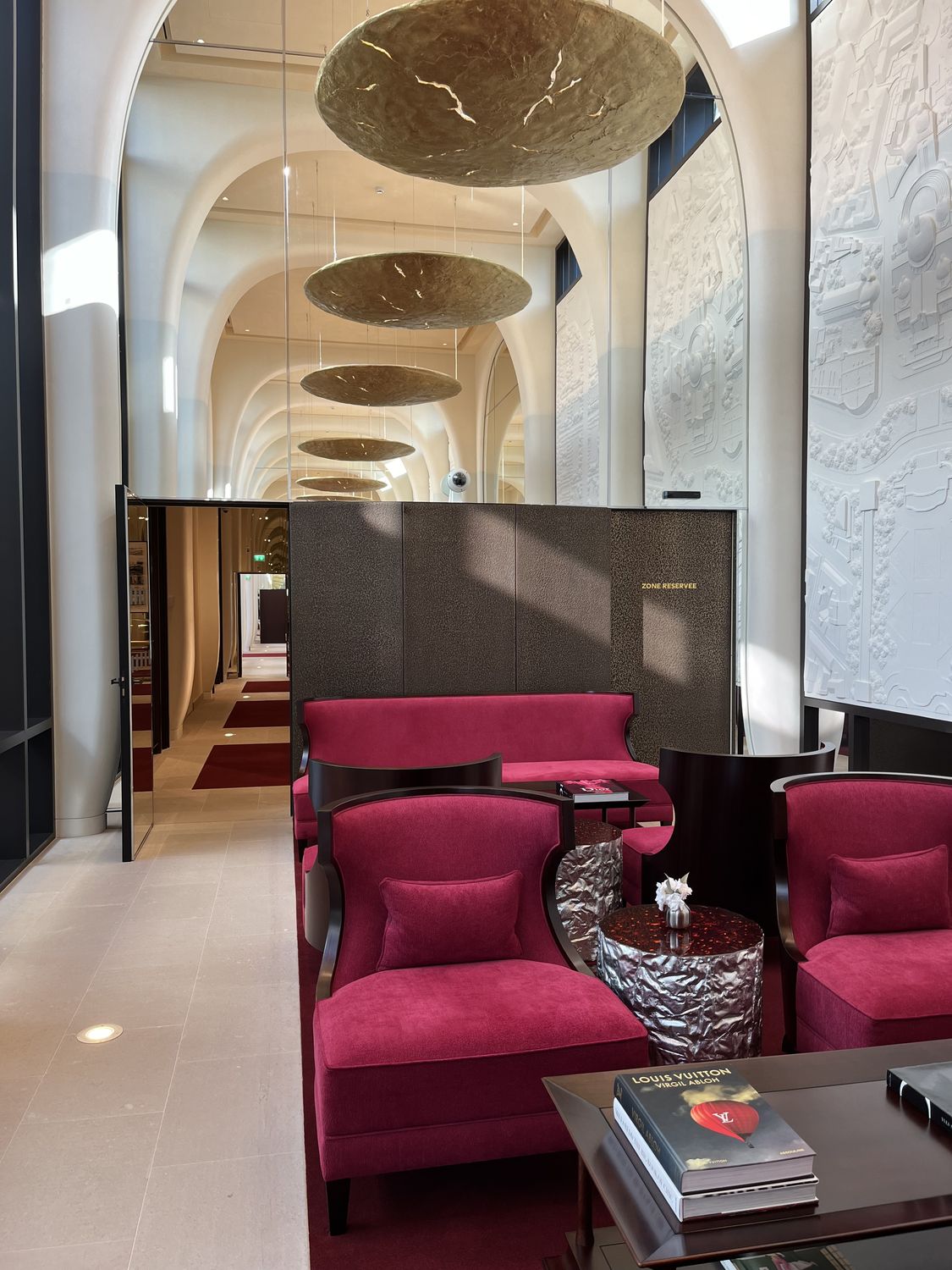 Elegant hotel lounge with arched ceilings